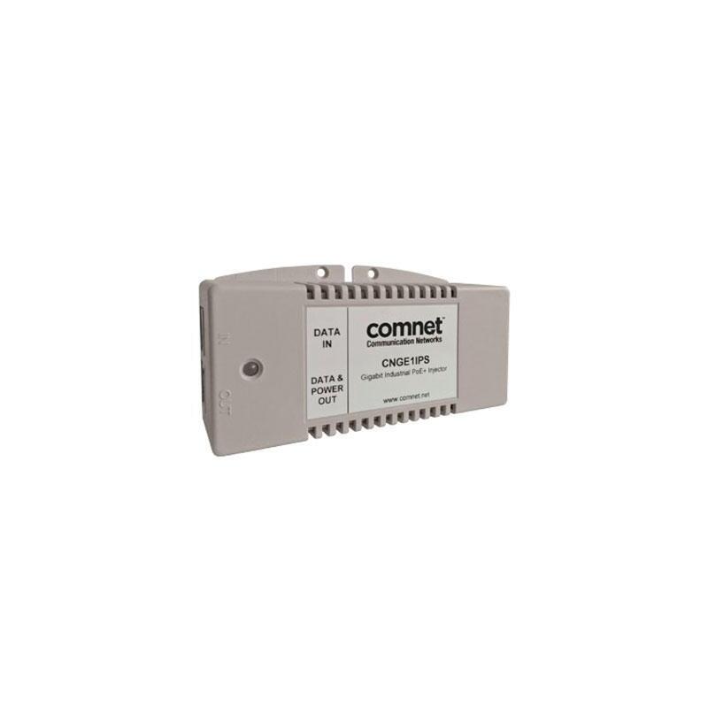 comnet-cnge1ips-industrial-1-port-gigabit-poe-injector-1000base-tx-56vdc-30w-output-ieee8023at-compliant-25c-to-75c-walldin-moun