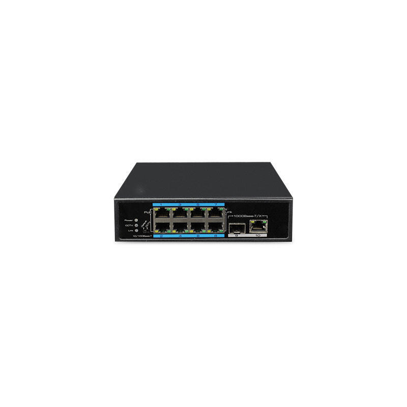 utepo-utp7108e-poe-switch-poe-watchdog-8-puertos-10100-2-uplink-101001000-sfprj45-120w-8023afat-6kv-modo-cctv-250m