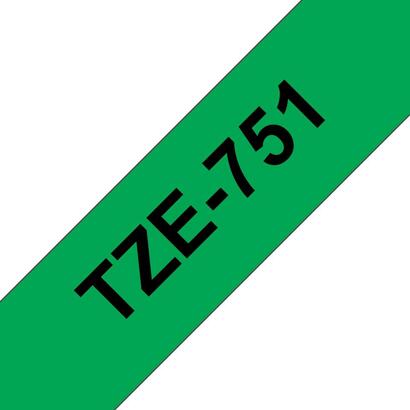 brother-tze751-cinta-laminada-generica-de-etiquetas-texto-negro-sobre-fondo-verde-ancho-24mm-x-8-metros
