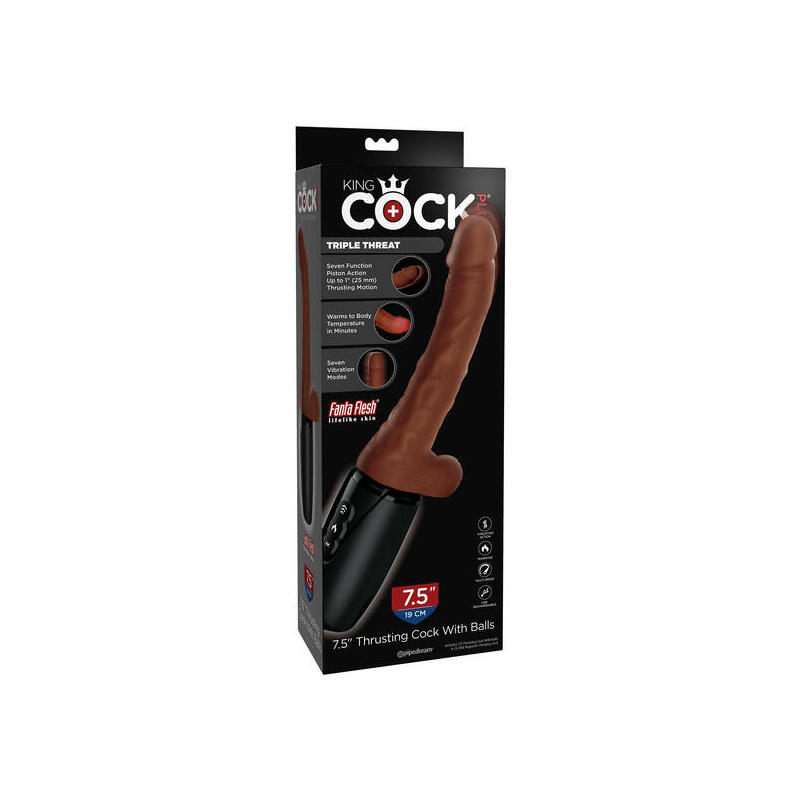 vibrador-king-cock-plus-triple-threat-marron