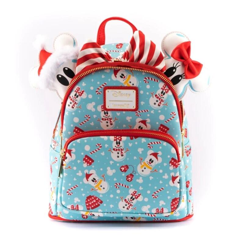 mochila-loungefly-disney-minnie-y-mickey-muecos-de-nieve-diadema