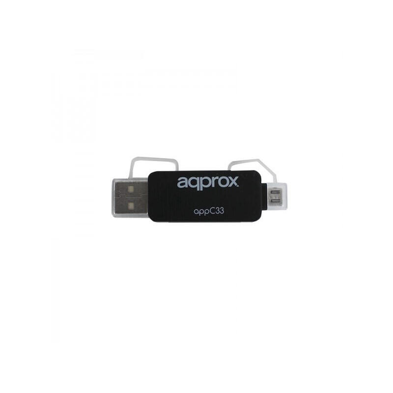APPROX LECTOR DE TARJETAS SD/MICROSD CON FUNCION PENDRIVE SALIDAS USB/MICROUSB OTG HASTA 32GB