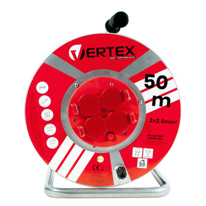 vertex-pb50metal-extension-cable-50-m-3x25-mm-3000-w-ip44-rojo