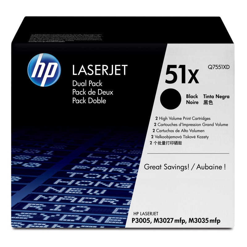 toner-original-hp-51xpaquete-de-2alto-rendimientonegropara-laserjet-m3027-m3027x-m3035-m3035xs-p3005-p3005d-p3005dn-p3005n-p3005