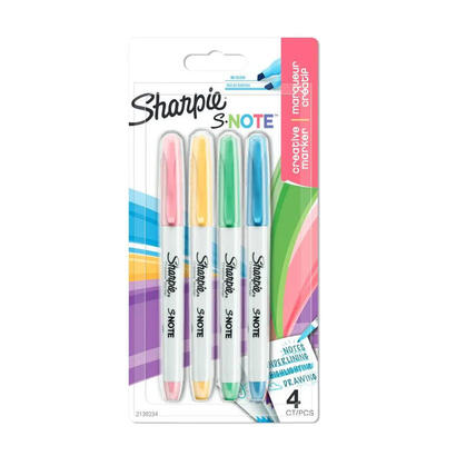 sharpie-marcador-s-note-rotulador-punta-biselada-colores-surtidos-pastel-blister-4u-