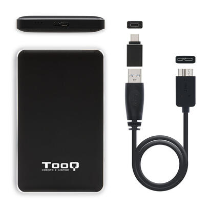 caja-externa-25-usb-30-sata-adap-type-c-tooq-negra-95mm-tqe-2531b