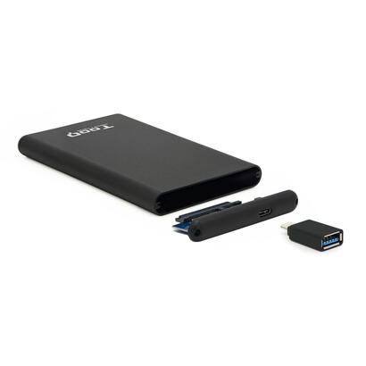 tooq-carcasa-externa-hddsdd-25-hasta-95mm-sata-usb-c-con-adaptador-a-usb-a-negro