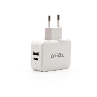 tooq-cargador-de-pared-usb-20-usb-c-blanco