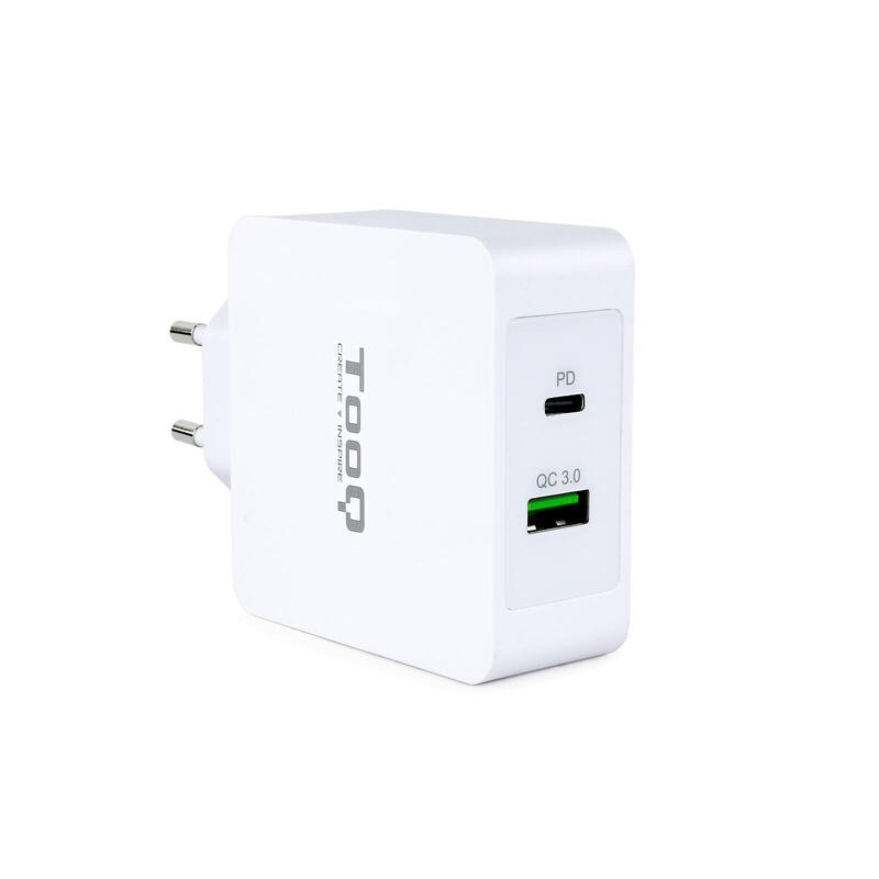 tooq-cargador-de-pared-usb-30-usb-c-carga-rapida-blanco