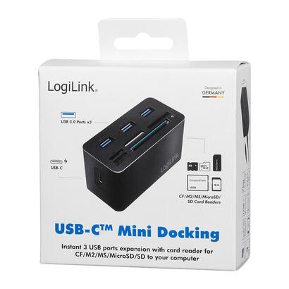 hub-usb-c-logilink-mini-docking-negro-3xusb32admite-tarjetas-sdmicrosdm2mscf-cr0046
