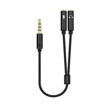 aisens-cable-adaptador-audio-jack-35-4-pinesm-2xjack-35-3-pinesh-25cm-negro