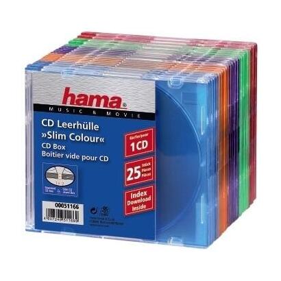 hama-cd-slim-box-pack-of-25-coloured-1-discos-multicolor