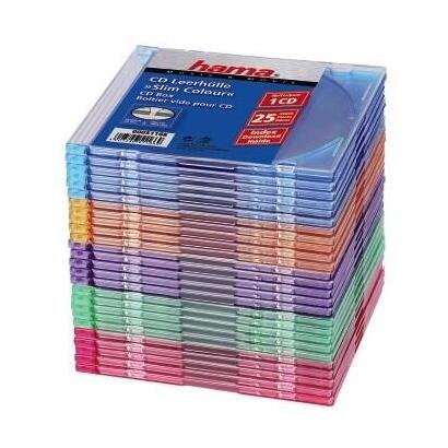 hama-cd-slim-box-pack-of-25-coloured-1-discos-multicolor