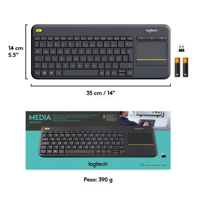 teclado-espanol-logitech-k400-plus-tv-rf-inalambrico-qwerty-negro