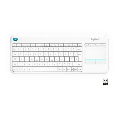 teclado-espanol-logitech-k400-plus-tv-rf-inalambrico-qwerty-blanco