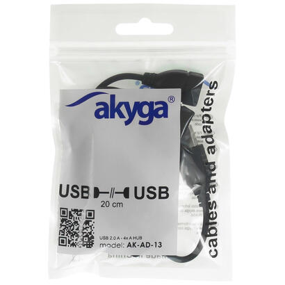 akyga-hub-usb-20-akyga-ak-ad-13-4-puertos-negro-15cm