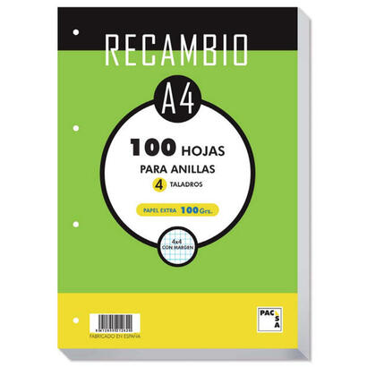 pacsa-recambio-4-taladros-100-hojas-100-gr-4x4-a4