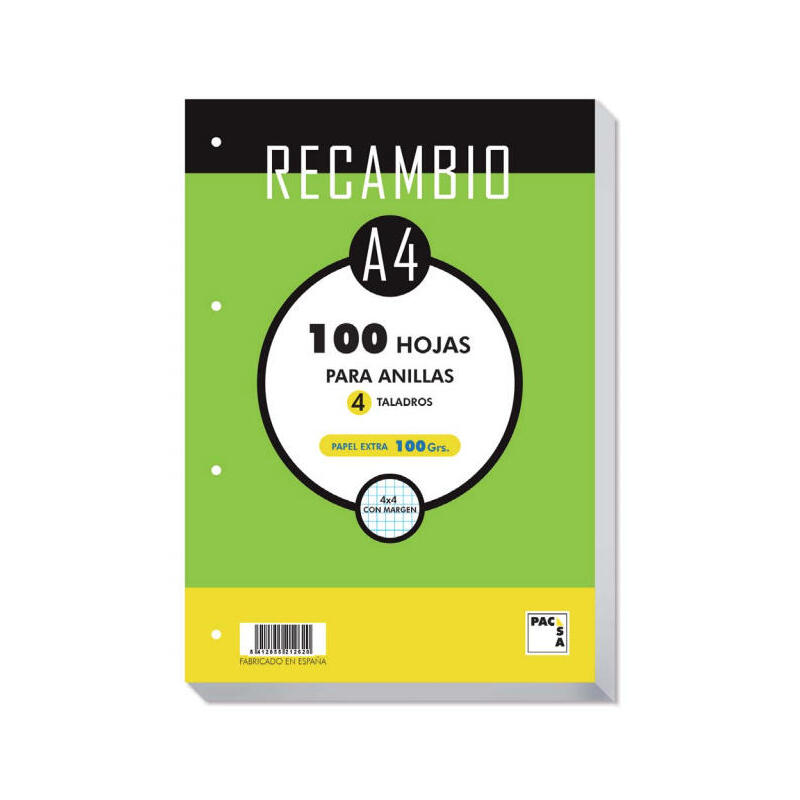 pacsa-recambio-4-taladros-100-hojas-100-gr-4x4-a4