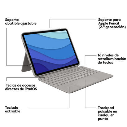 logitech-combo-touch-caja-de-teclado-y-folio-con-panel-tactil-luz-trasera-apple-smart-connector-qwerty-espanol-arena-para-apple-