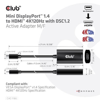 adaptador-club3d-minidisplayport-hdmi-21-hdr-4k120hz-retail-activo