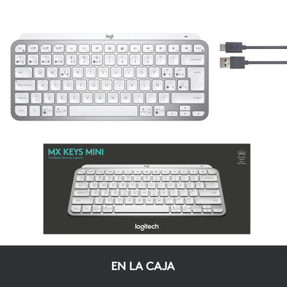 teclado-espanol-logitech-mx-keys-mini-rf-wireless-bluetooth-qwerty-gris