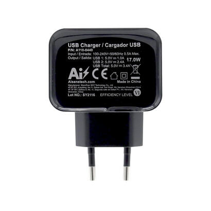 aisens-cargador-usb-17w-5v34a-2xusb-con-control-ai-negro