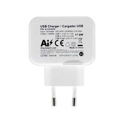 aisens-cargador-usb-17w-5v34a-2xusb-con-control-ai-blanco