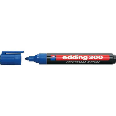 edding-300-rotulador-permanente-punta-redonda-trazo-entre-15-y-3-mm-tinta-casi-inodora-capuchon-con-clip-secado-rapido-color-azu