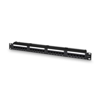 aisens-patch-panel-24-puertos-rj45-cat6-utp-19-1u-dual-idc-con-gestion-de-cables-negro