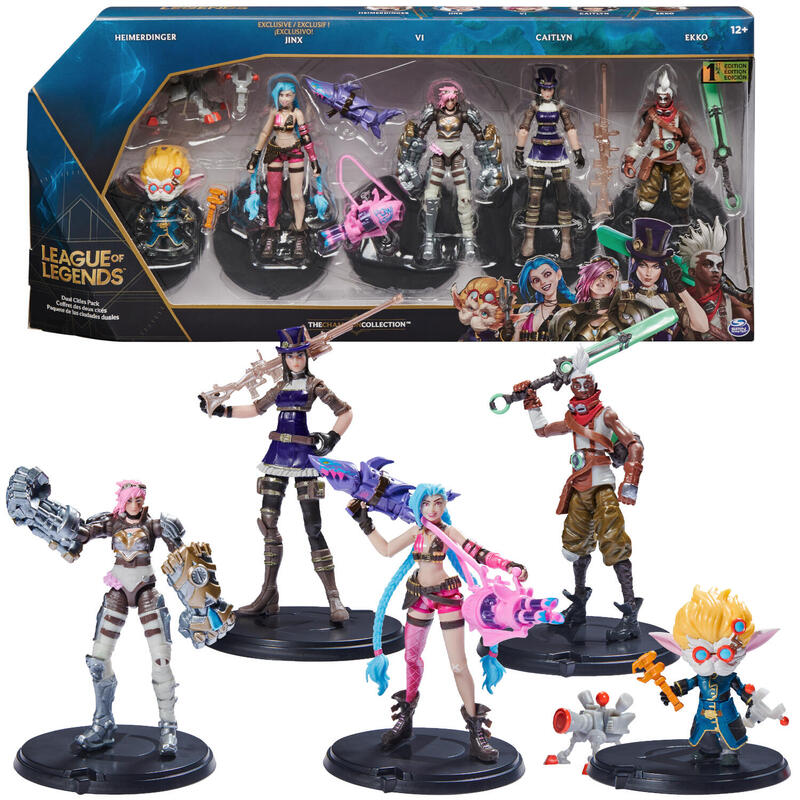 spin-master-league-of-legends-paquete-de-5-figuras-de-accion-de-10-cm-vi-caitlyn-ekko-heimerdinger-y-jinx-exclusivo-cada-una-con