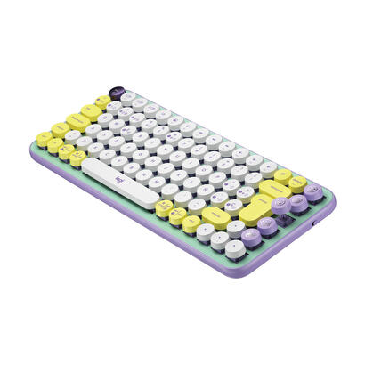 teclado-espanol-logitech-pop-keys-wireless-mechanical-emoji-keys-rf-wireless-bluetooth-qwerty-menta-violeta-blanco-amarillo