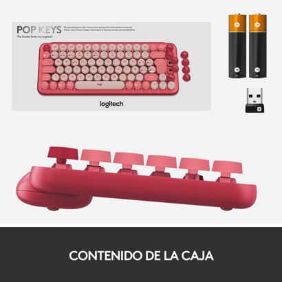 teclado-espanol-logitech-pop-keys-wireless-mechanical-emoji-keys-rf-wireless-bluetooth-qwerty-borgona-rosa-rosa