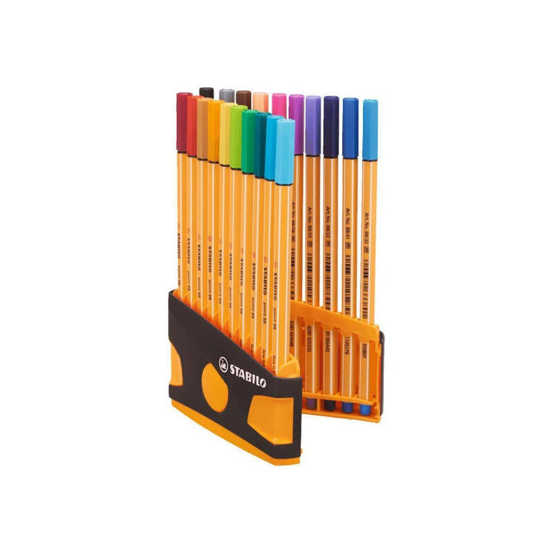 stabilo-rotuladores-point-88-estuche-colorparade-antracita-naranja-de-20-csurtidos