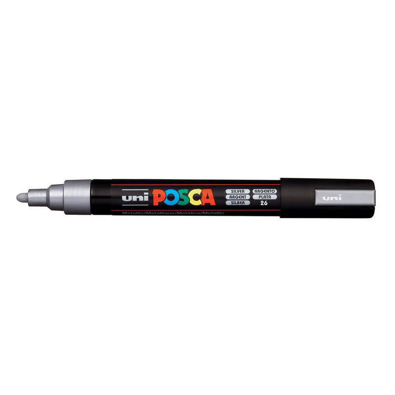 posca-marcador-pc-5m-no-permanente-punta-forma-de-bala-18-25-mm-plata posca-marcador-pc-5m-no-permanente-punta-forma-de-bala-18-25-mm-plata