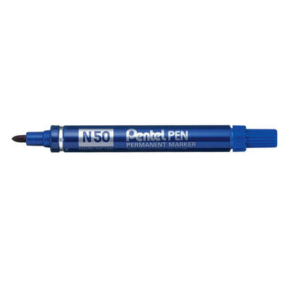 pentel-pen-n50-be-marcador-permanente-cuerpo-aluminio-azul-y-punta-media-conica-12u-