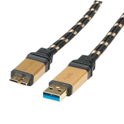 cable-roline-11028878-usb-usb-32-gen-1-31-gen-1-08-m-usb-a-micro-usb-b-negro-oro