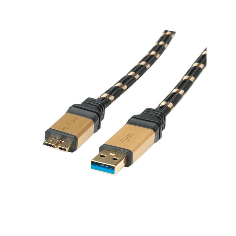 cable-roline-11028878-usb-usb-32-gen-1-31-gen-1-08-m-usb-a-micro-usb-b-negro-oro