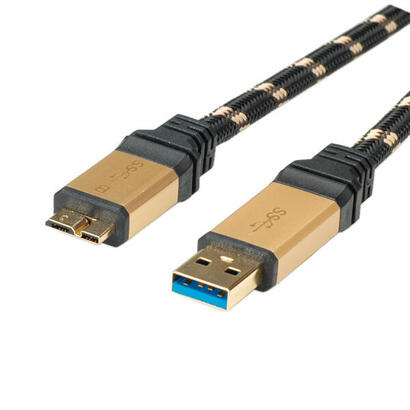 cable-roline-11028878-usb-usb-32-gen-1-31-gen-1-08-m-usb-a-micro-usb-b-negro-oro