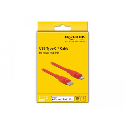 delock-cable-usb-tipo-c-a-lightning-rojo-2-m-mfi