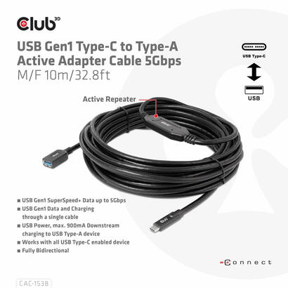 club3d-cable-usb-32-typ-c-usb-typ-a-5gbps-mh-10m-retail