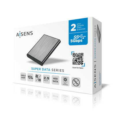 aisens-caja-externa-25-95mm-sata-a-usb-30usb31-gen1-gris-ase-2525b