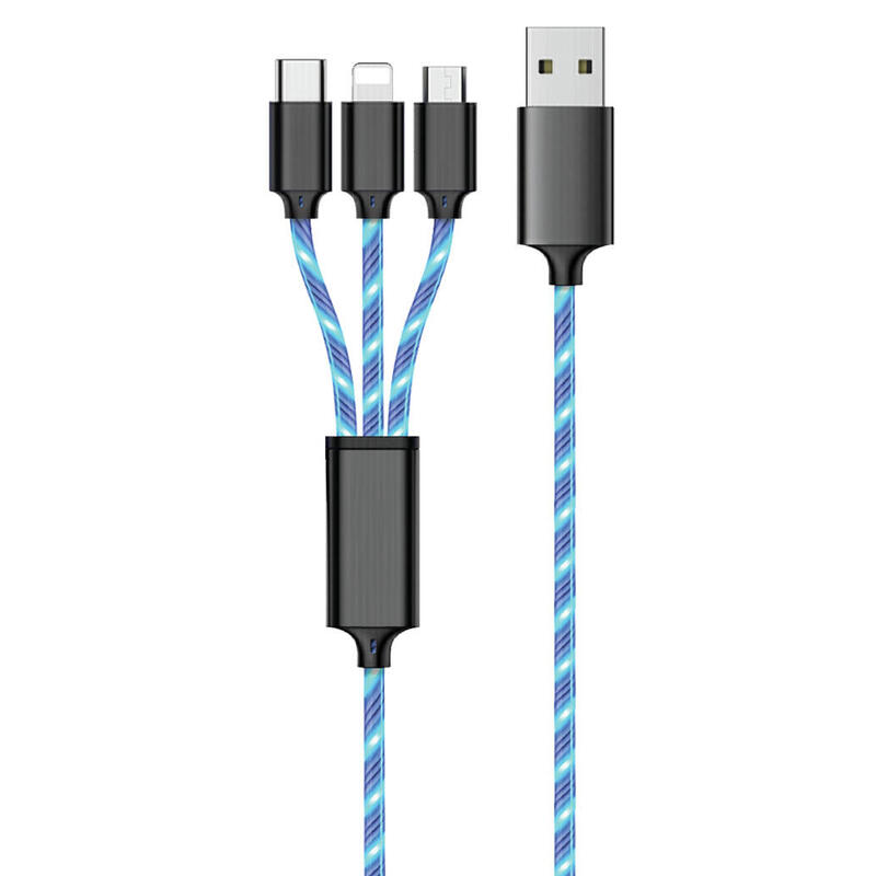 2go-3in1-led-cable-azul-para-micro-usb-apple-usb-type-c 2go-3in1-led-cable-azul-para-micro-usb-apple-usb-type-c