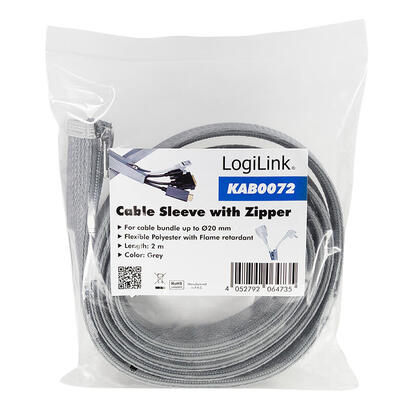 logilink-kab0072-funda-cable-con-cremallera-poliester-o-30-mm-gris-2m