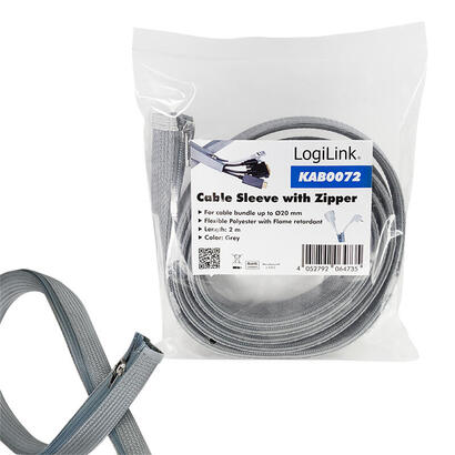 logilink-kab0072-funda-cable-con-cremallera-poliester-o-30-mm-gris-2m