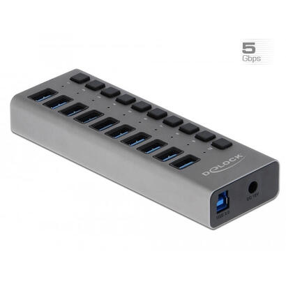 delock-externer-superspeed-usb-hub-con-10-puertos-interruptor