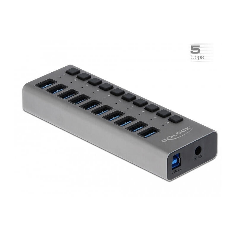 delock-externer-superspeed-usb-hub-con-10-puertos-interruptor