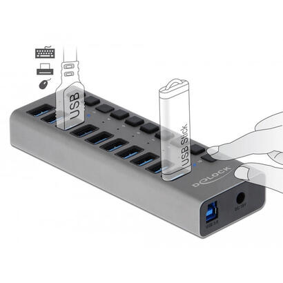 delock-externer-superspeed-usb-hub-con-10-puertos-interruptor