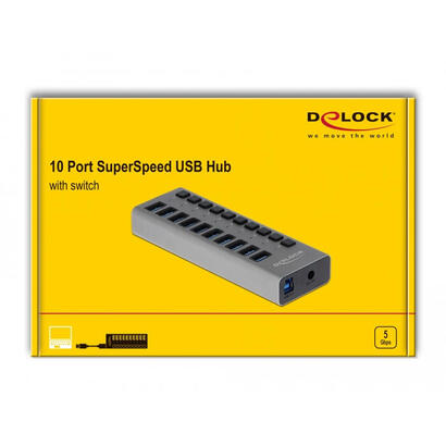 delock-externer-superspeed-usb-hub-con-10-puertos-interruptor