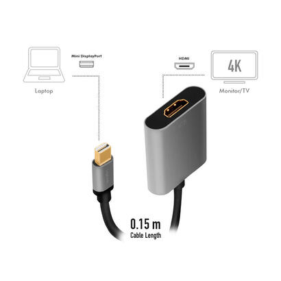 logilink-cda0110-adaptador-mini-displayport-hdmi-015-m-negro-gris