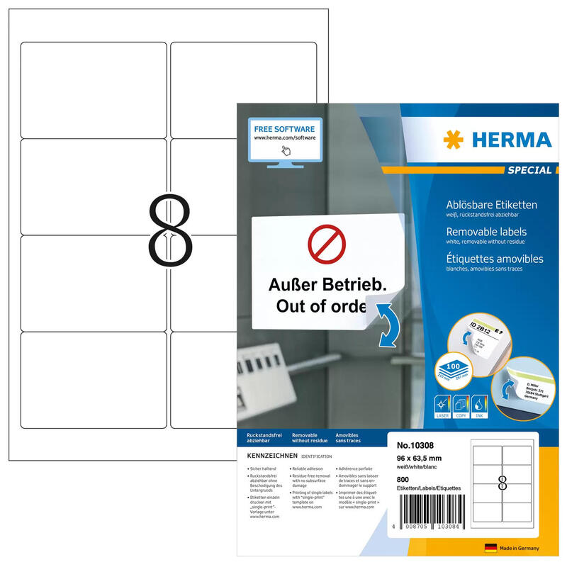 herma-removable-labels-96x635-100-sheets-din-a4-800-pcs-10308-etiquetas herma-removable-labels-96x635-100-sheets-din-a4-800-pcs-10308-etiquetas